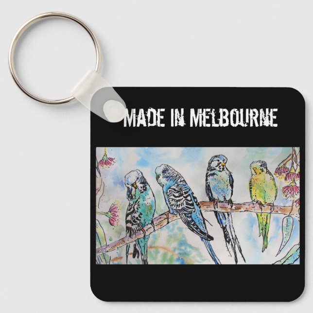 Budgie Budgerigar Bird Made In Melbourne Birds Keychain (Front)