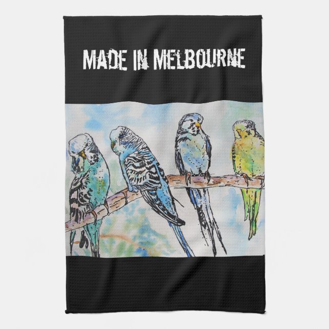 Budgie Budgerigar Bird Made In Melbourne Birds Kitchen Towel (Vertical)