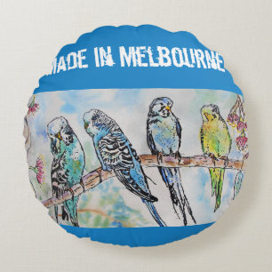 Budgie Budgerigar Bird Made In Melbourne Birds Round Pillow