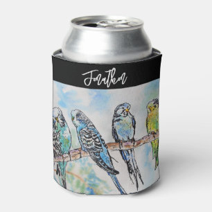 Budgie Budgerigar Bird Watercolour Mens Birds Can Cooler