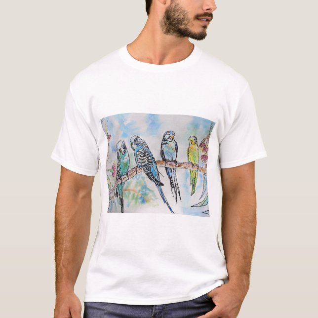Budgie Budgerigar Birds Bird Wildlife T Shirt (Front)