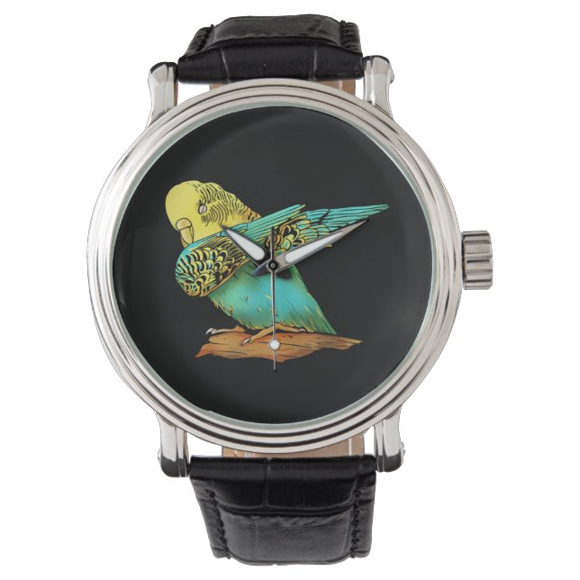 Budgie Budgerigar Dabbing Watch (Front)