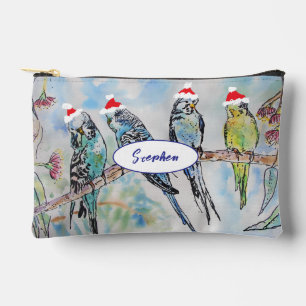 Budgie Budgies Bird Birds Christmas Hat Boys Name Accessory Pouch