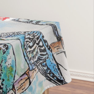 Budgie Budgies Merry Budgiemas Christmas dinner Tablecloth