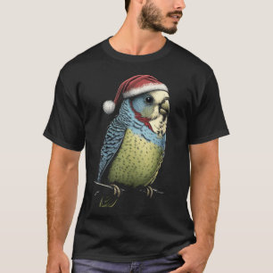 Budgie Christmas Budgerigar Santa Hat Parakeet Bir T-Shirt