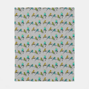 Budgie Frenzy Fleece Blanket (Grey)