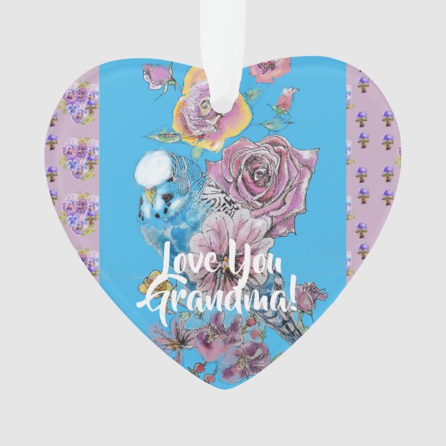 Budgie Love You Grandma Christmas Decoration (Front)