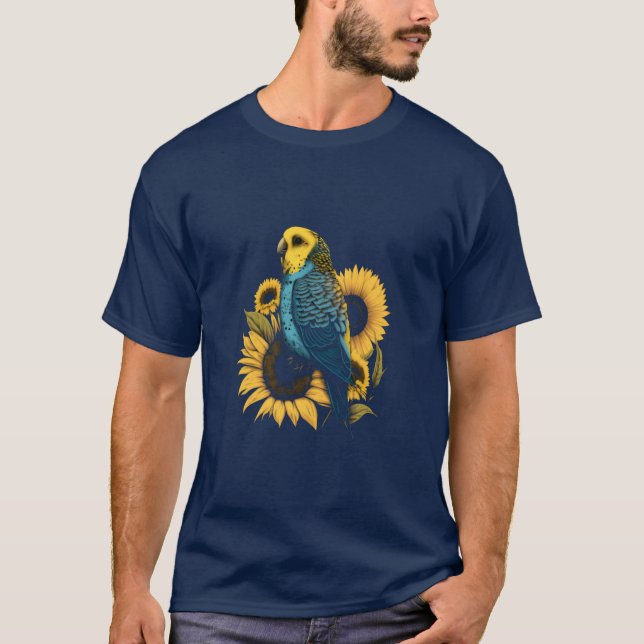 Budgie Mom Budgerigar Sunflower Parakeet Bird boy  T-Shirt (Front)