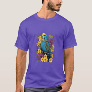 Budgie Mom Flower Budgerigar Parakeet Bird family  T-Shirt