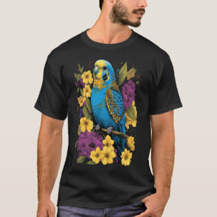 Budgie Mom Flower Budgerigar Parakeet Bird Mother  T-Shirt