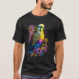 Budgie Mom Flower Budgerigar Parakeet Bird Mother  T-Shirt