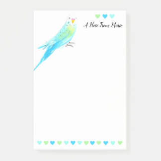 Budgie Parakeet Blue Watercolor Post-it Notes