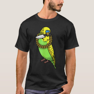 Budgie Parrot Budgerigar Bird With Knife T-Shirt