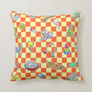 Budgie parrot pattern throw pillow
