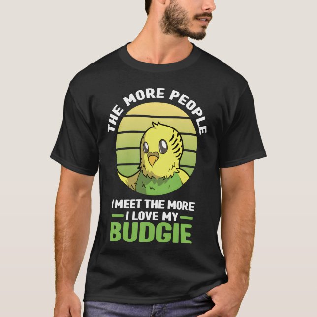 Budgie pet bird reading book gift family T-Shirt (Front)
