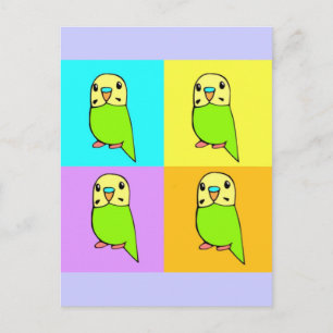 Budgie Pop Art Postcard