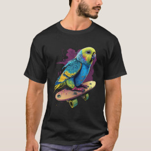 Budgie Skateboard Budgerigar Parakeet Bird T-Shirt