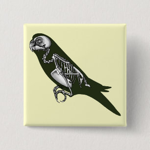 Budgie skeleton 2 inch square button