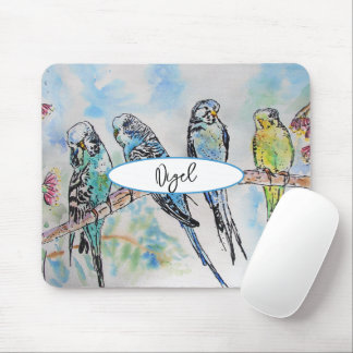 Budgie Watercolour Painting Bird birds Whimsical Mouse Pad
