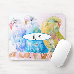 Budgie Watercolour Painting Bird birds Whimsical Mouse Pad