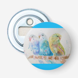 Budgie Watercolour Painting bird budgies Aqua Teal Bottle Opener