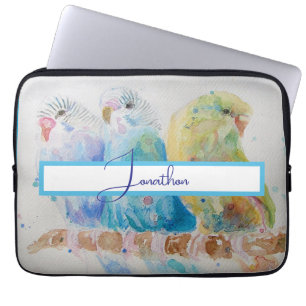 Budgie Watercolour Painting bird Budgies Aqua Teal Laptop Sleeve