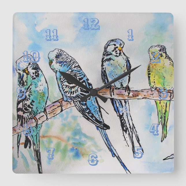 Budgies Budgie Budgerigar Bird Room Clock (Front)