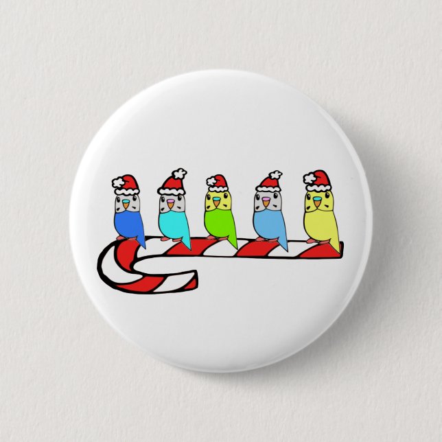 Budgies- Christmas 2 Inch Round Button (Front)