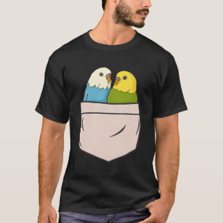 Budgies In Chest Pocket Bird Parakeet Funny Welli T-Shirt