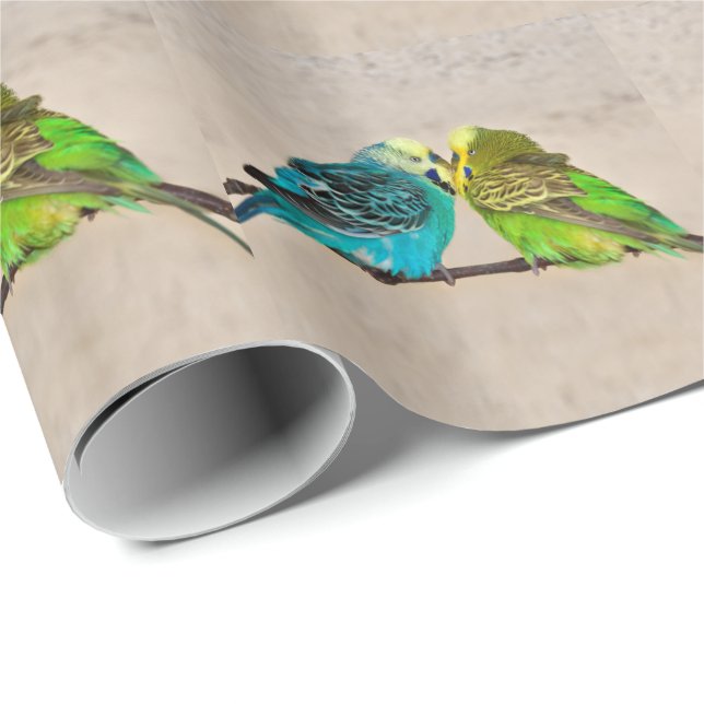 Budgies in Love Wrapping Paper (Roll Corner)