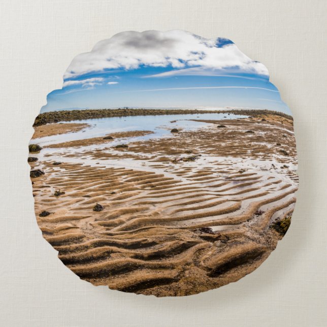 Budir Beach, Iceland Round Pillow (Front)
