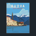 Budva Montenegro Retro Travel Art Vintage Postcard<br><div class="desc">Budva vector art design. Budva is a town in Montenegro on the Adriatic Sea. Part of the Budva Riviera,  it's known for sandy beaches and nightlife.</div>