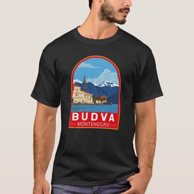 Budva Montenegro Retro Travel Art Vintage  T-Shirt (Front)