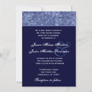 Bue and Midnight Midnight Damask Wedding Template