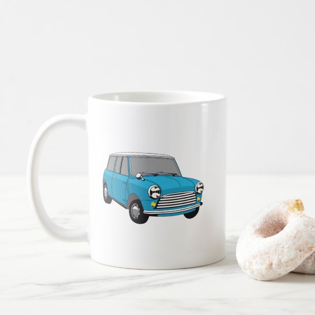 Bue British Oldtimer Mini Cooper Coffee Mug (With Donut)