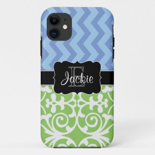 Bue Green Dual Pattern monogrammed iPhone5 case