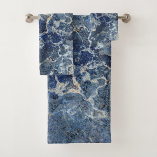 Bue Grey Black Marble & Beige Veins Bath Towel Set