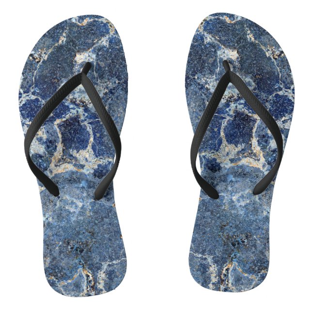 Bue Grey Black Marble & Beige Veins Flip Flops (Footbed)