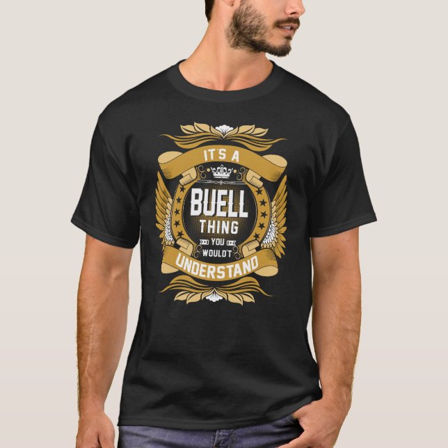 BUELL Name, BUELL family name crest T-Shirt (Front)