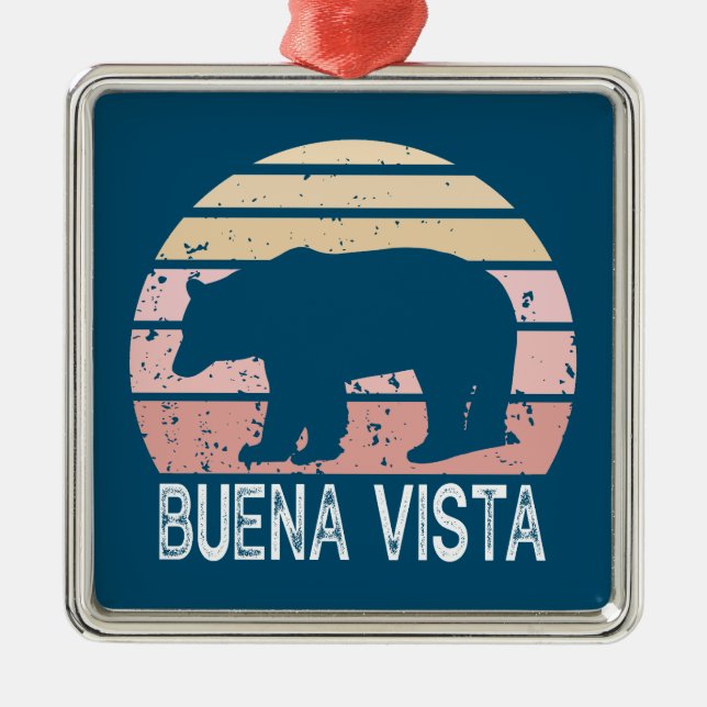 Buena Vista Colorado Retro Bear Metal Ornament (Front)