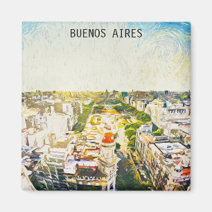 Buenos Aires Argentina CItyscape Painting Magnet