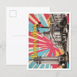 Buenos Aires Argentina Pop Art Travel Illustration Postcard