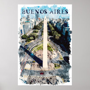 Buenos Aires Argentina Skyline illustration Poster