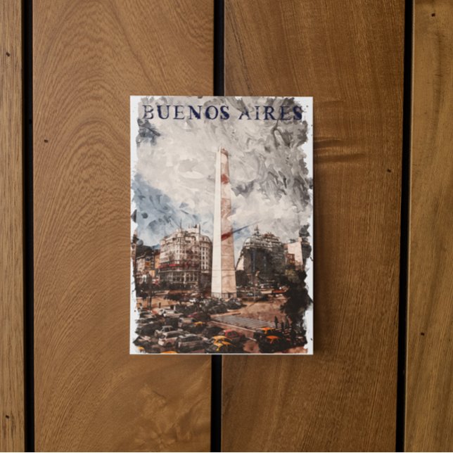 Buenos Aires Argentina Skyline Watercolor Postcard (buenos aires south america argentina postcard)