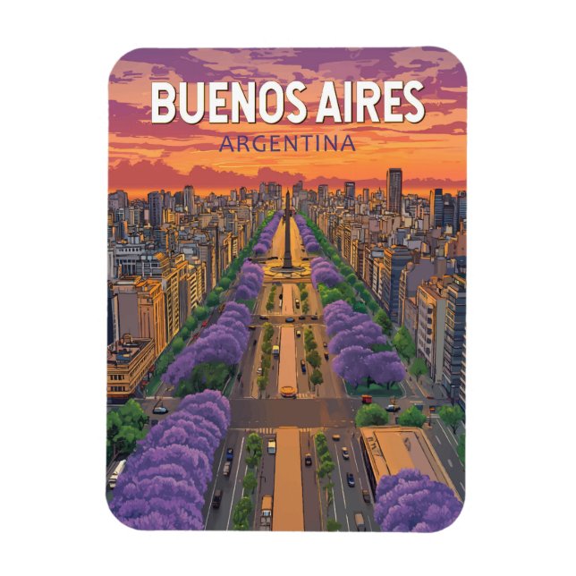 Buenos Aires Argentina Travel Art Vintage Magnet (Vertical)