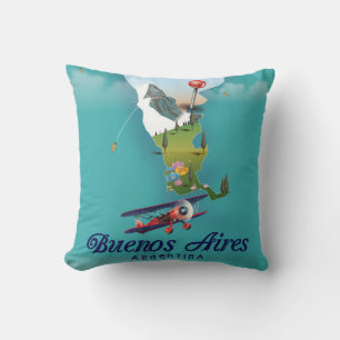 Buenos Aires, Argentina travel poster Throw Pillow