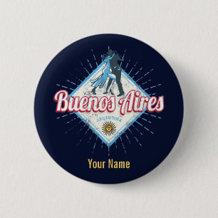 Buenos Aires City Argentina Retro Tango Vintage 2 Inch Round Button