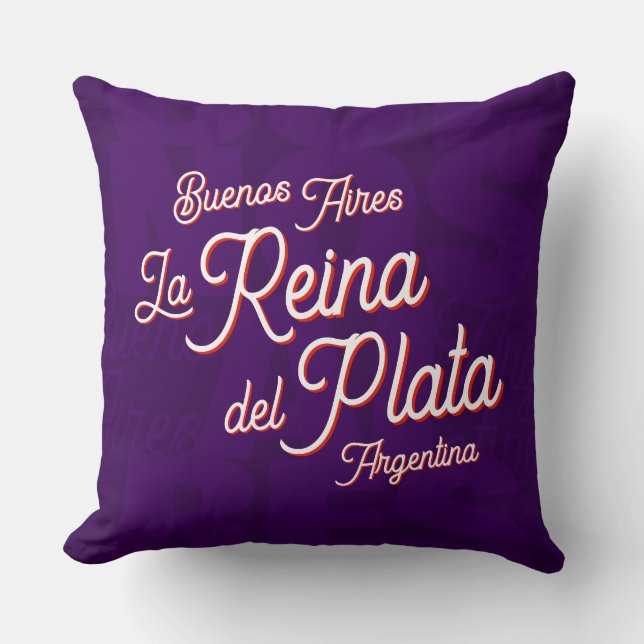 Buenos Aires "La Reina del Plata" typography Art   Throw Pillow (Front)