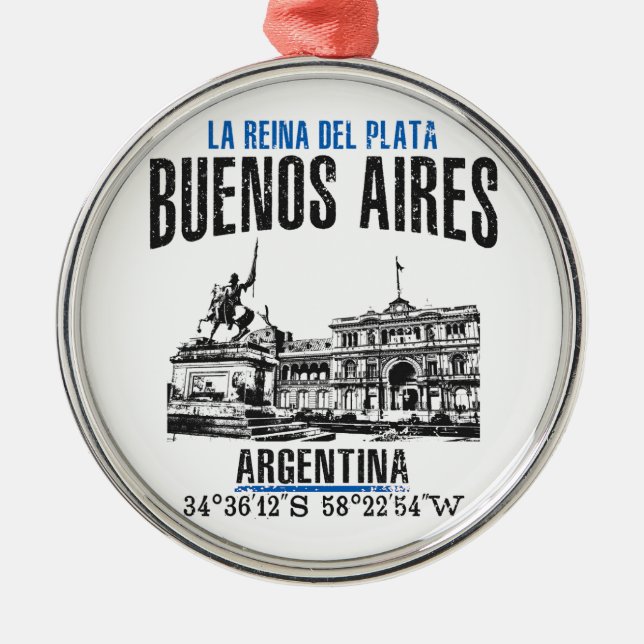 Buenos Aires Metal Ornament (Front)