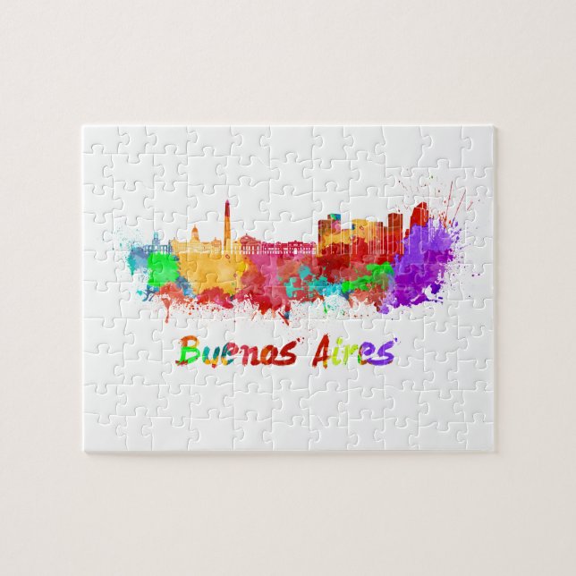 Buenos Aires skyline in watercolor Jigsaw Puzzle (Horizontal)